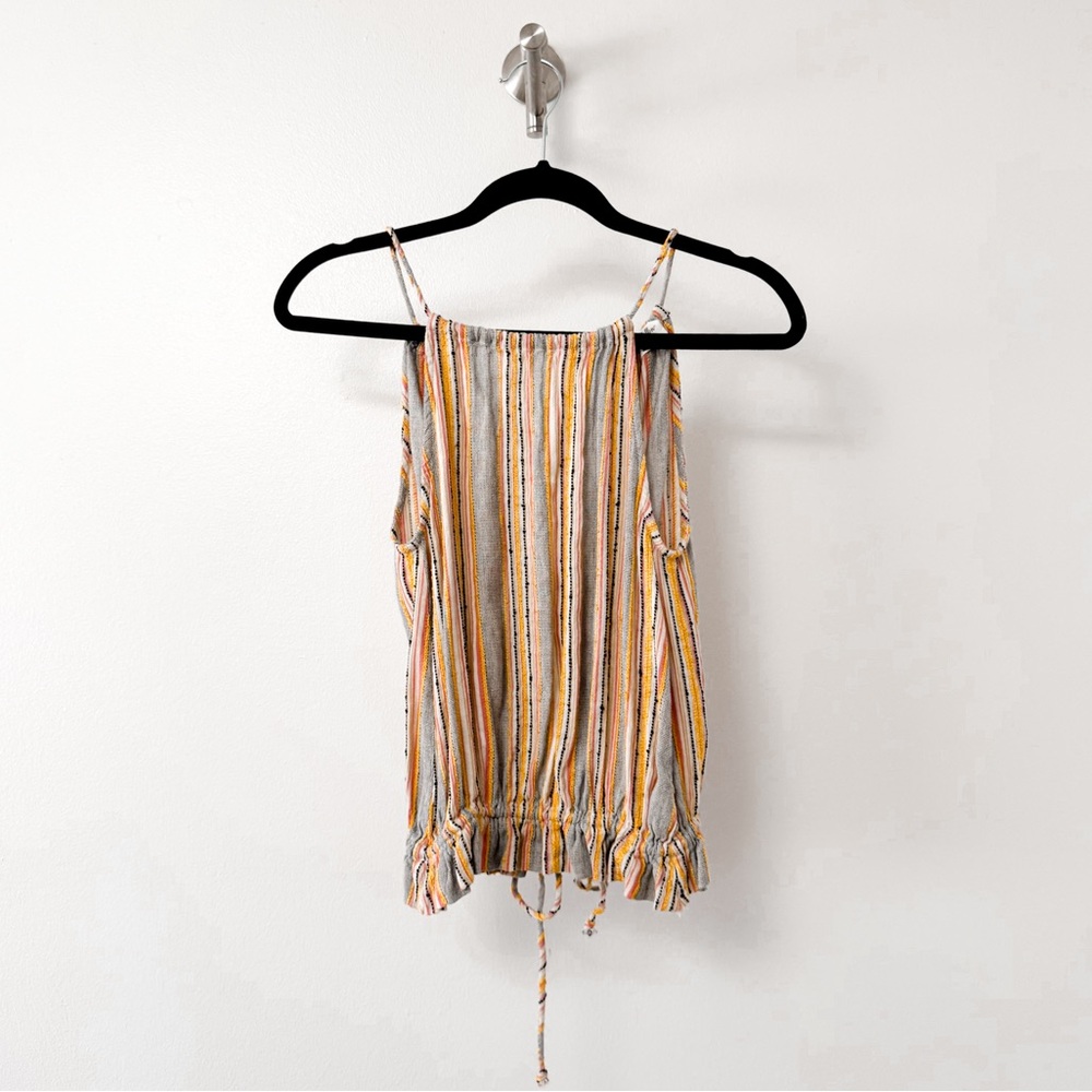Others Follow Gemini High Neck ‎ Striped Open Back Tank Top Multicolor Coral  XS - Picture 3 of 12